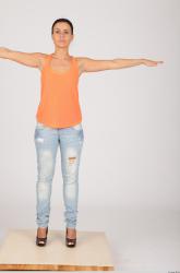 Whole Body Woman T poses Casual Slim Studio photo references